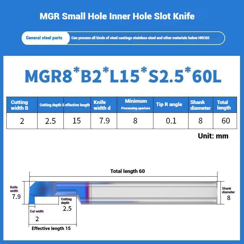 1134-MGR small bore groove cutter wear-resistant micro groove hook cutter CNC tungsten steel alloy small bore cutting groove turning tool Shandong Denso Pricision Tools Co.,Ltd.